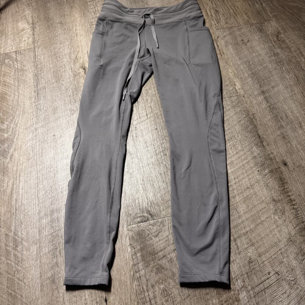 Baleaf High Waisted Leggings Womens Medium Gray Fleece Running Pants Pockets